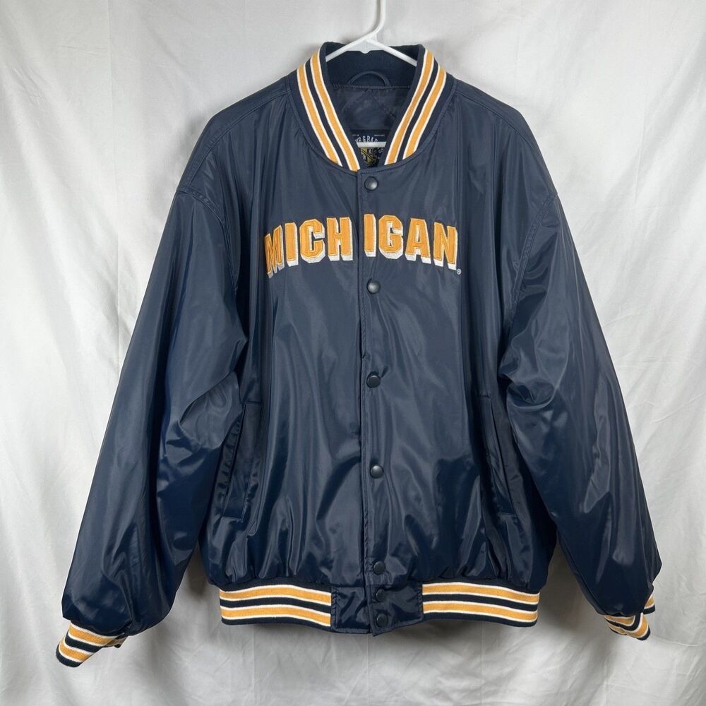 Vtg Steve & Barry’s Michigan Wolverines Insulated Bomber Jacket Men’s Large Blue